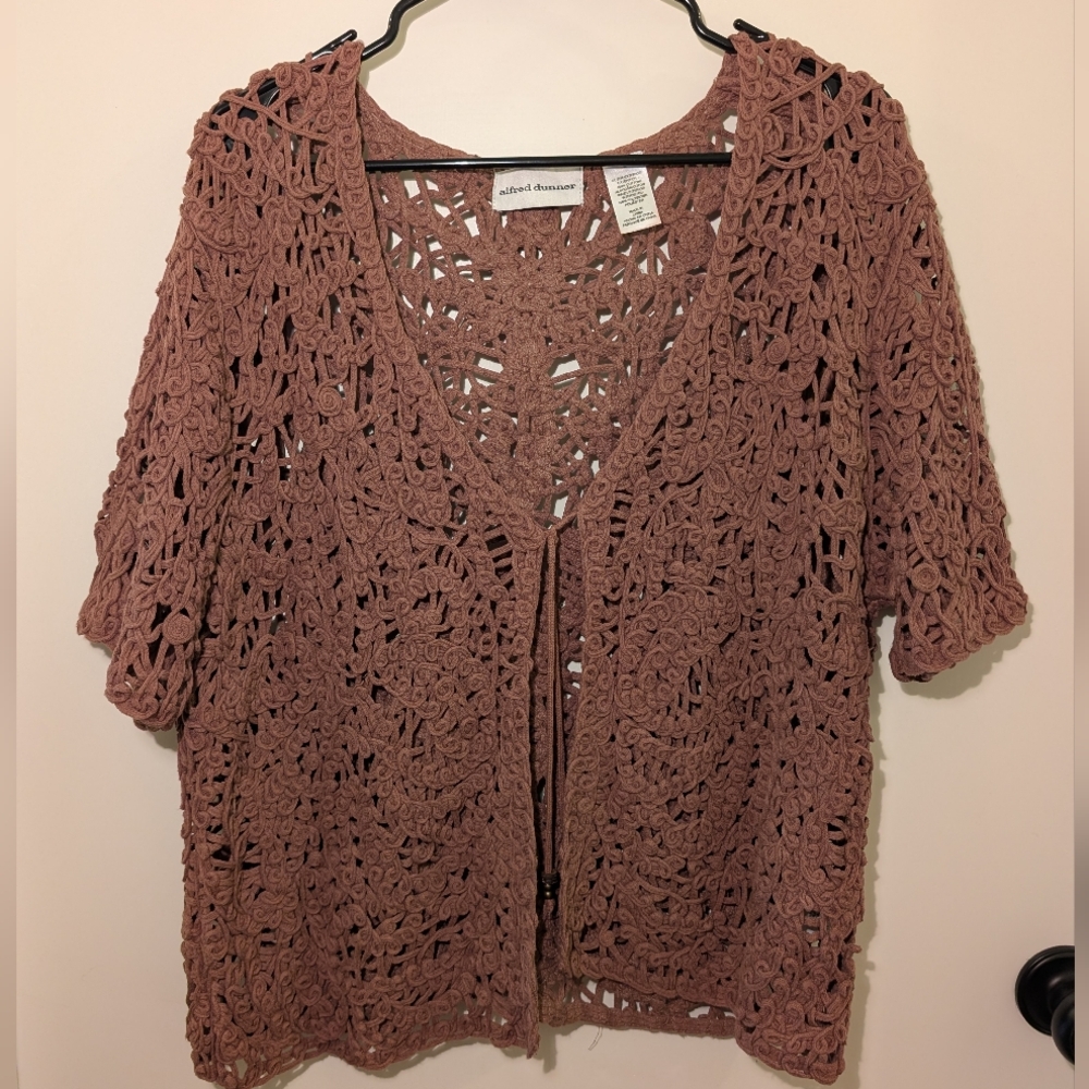 Alfred Dunner short sleeve tied cardigan sweater